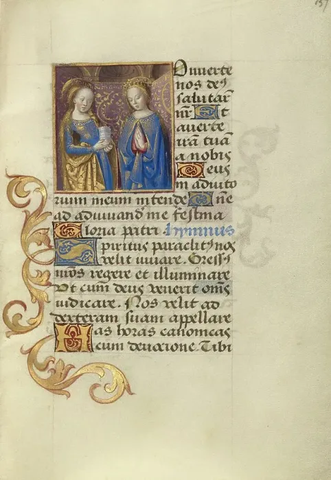 Framed Print : Saint Mary Magdalene and the Virgin; Poncher Hours, about 1500. Creator: Master of the Chronique Scandaleuse Framed Print : Saint Mary Magdalene and the Virgin; Poncher Hours, about 1500. Creator: Master of the Chronique Scandaleuse