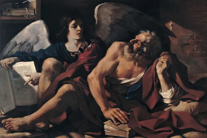 Framed Print : Saint Matthew and the Angel, 1622. Creator: Guercino (1591-1666) Framed Print : Saint Matthew and the Angel, 1622. Creator: Guercino (1591-1666)