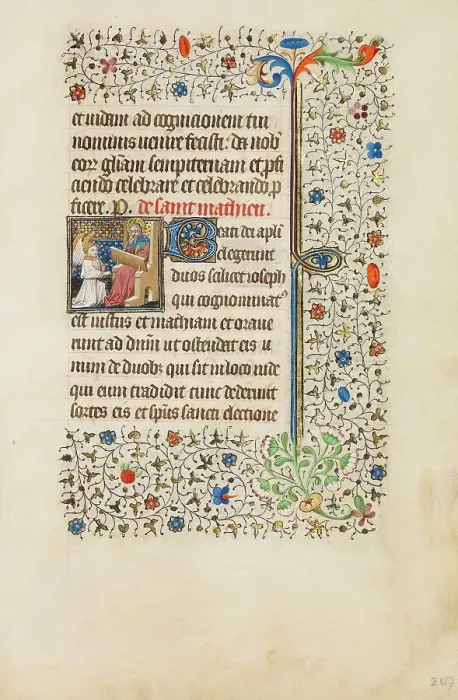 Framed Print : Saint Matthew Seated; Book of Hours, about 1440-1450. Creator: Workshop of the Bedford Master Framed Print : Saint Matthew Seated; Book of Hours, about 1440-1450. Creator: Workshop of the Bedford Master