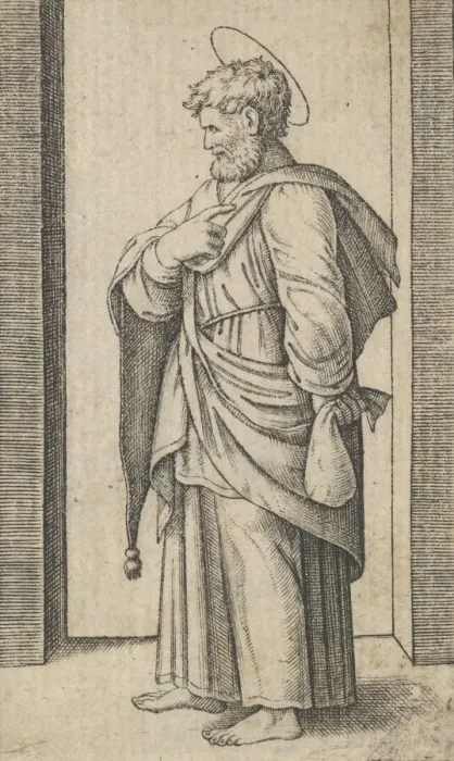 Framed Print : Saint Matthew, a small sack in his left hand, from the series Piccoli Santi (Sm... ca Framed Print : Saint Matthew, a small sack in his left hand, from the series Piccoli Santi (Sm... ca
