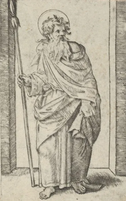 Framed Print : Saint Matthias, ca. 1500-1534. Creator: Marcantonio Raimondi Framed Print : Saint Matthias, ca. 1500-1534. Creator: Marcantonio Raimondi