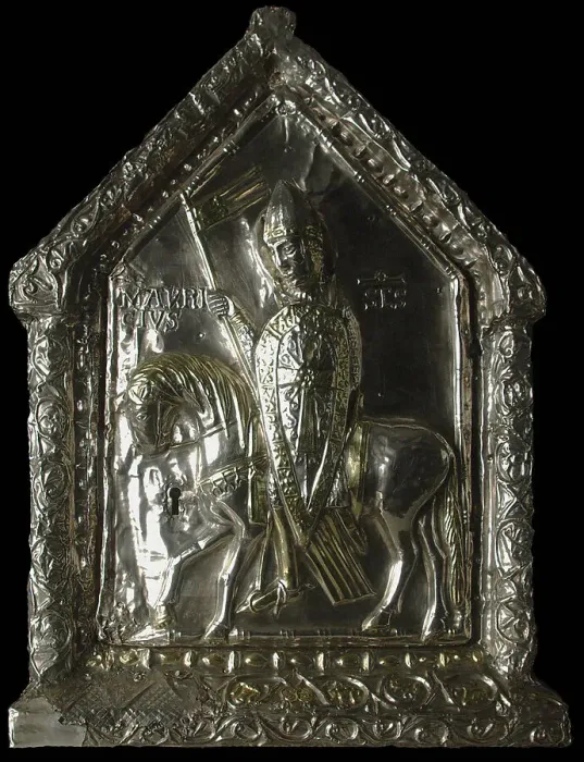 Framed Print : Saint Maurice equestrian. Shrine of the Children of Saint Sigismond, c.1160. Creator: Westeuropäische angewandte Kunst Framed Print : Saint Maurice equestrian. Shrine of the Children of Saint Sigismond, c.1160. Creator: Westeuropäische angewandte Kunst