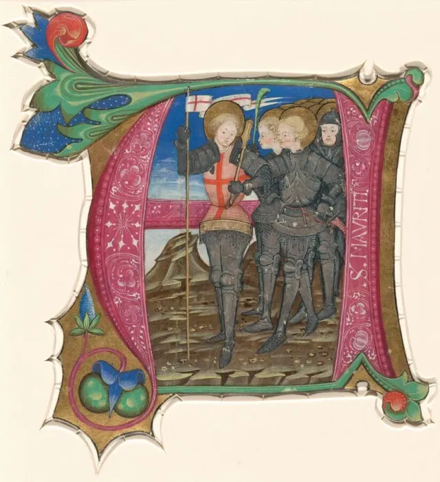 Framed Print : Saint Maurice and the Theban Legion, third quarter 15th century. Creator: Unknown Framed Print : Saint Maurice and the Theban Legion, third quarter 15th century. Creator: Unknown