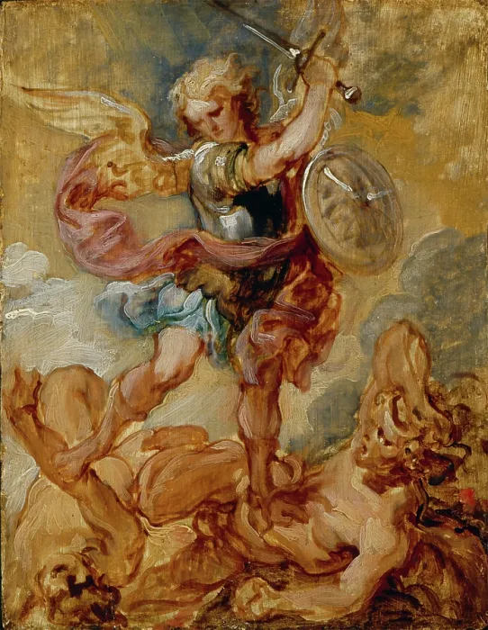 Framed Print : Saint Michael, between 1648 and 1649. Creator: Lucas Franchoys the Younger Framed Print : Saint Michael, between 1648 and 1649. Creator: Lucas Franchoys the Younger