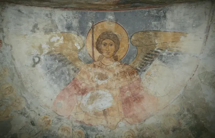 Framed Print : Saint Michael the Archangel, 12th century. Artist: Ancient Russian frescos Framed Print : Saint Michael the Archangel, 12th century. Artist: Ancient Russian frescos