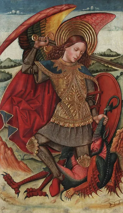 Framed Print : Saint Michael the Archangel, c1486. Creator: Abadia, Juan de la, the Elder (active 1469-1498) Framed Print : Saint Michael the Archangel, c1486. Creator: Abadia, Juan de la, the Elder (active 1469-1498)