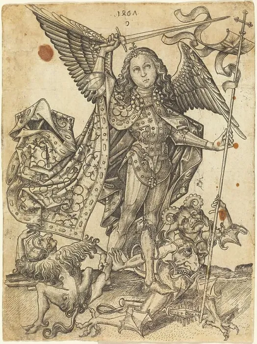 Framed Print : Saint Michael Defeating the Devils, 1467. Creator: Master ES Framed Print : Saint Michael Defeating the Devils, 1467. Creator: Master ES