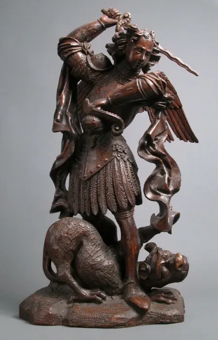 Framed Print : Saint Michael Slaying the Demon, German, 16th century. Creator: Unknown Framed Print : Saint Michael Slaying the Demon, German, 16th century. Creator: Unknown