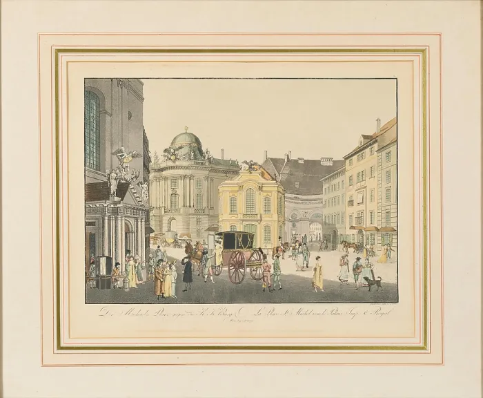 Framed Print : The Saint Michael Square in Vienna, Early 19th cen.. Creator: Postl, Karel (1769-1818) Framed Print : The Saint Michael Square in Vienna, Early 19th cen.. Creator: Postl, Karel (1769-1818)