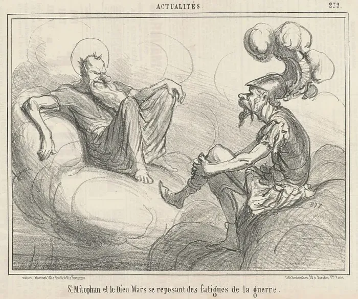 Framed Print : Saint Mitophan et le dieu mars... 19th century. Creator: Honore Daumier Framed Print : Saint Mitophan et le dieu mars... 19th century. Creator: Honore Daumier