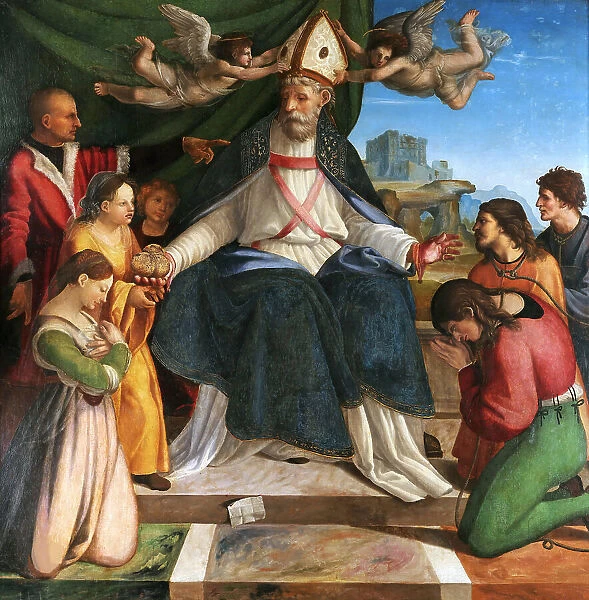 Saint Nicholas of Bari on the Bishop's Throne, ca 1514-1516. Creator: Sabatini, Andrea (1480-1545)
