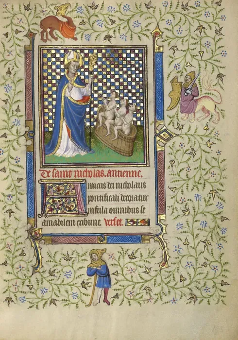 Framed Print : Saint Nicholas; Book of Hours, about 1410. Creator: Unknown Framed Print : Saint Nicholas; Book of Hours, about 1410. Creator: Unknown