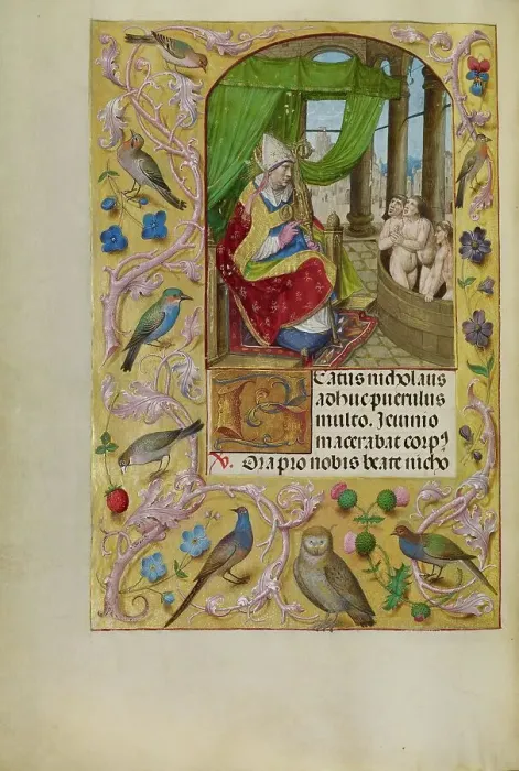 Framed Print : Saint Nicholas Rescuing Three Youths from a Tub; Spinola Hours, about 1510-1520. Creator: Master of the Lubeck Bible Framed Print : Saint Nicholas Rescuing Three Youths from a Tub; Spinola Hours, about 1510-1520. Creator: Master of the Lubeck Bible