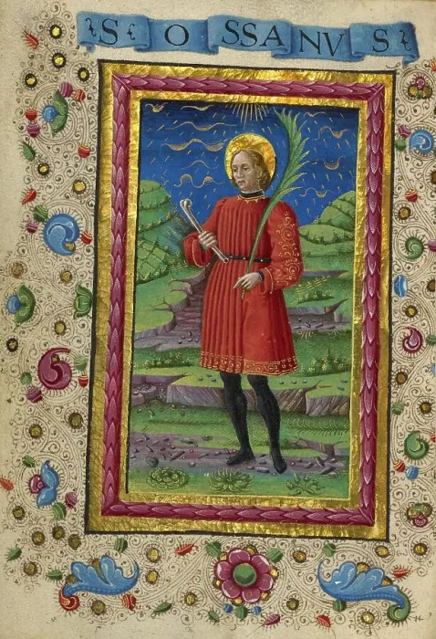Framed Print : Saint Ossanus; Gualenghi-d'Este Hours, about 1469. Creator: Guglielmo Giraldi Framed Print : Saint Ossanus; Gualenghi-d'Este Hours, about 1469. Creator: Guglielmo Giraldi