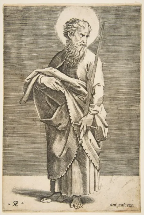 Framed Print : Saint Paul looking to the right and holding a sword and a book, ca. 1515-27 Framed Print : Saint Paul looking to the right and holding a sword and a book, ca. 1515-27