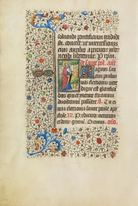 Framed Print : Saint Paul with an Open Book; Book of Hours, about 1440-1450. Creator: Workshop of the Bedford Master Framed Print : Saint Paul with an Open Book; Book of Hours, about 1440-1450. Creator: Workshop of the Bedford Master