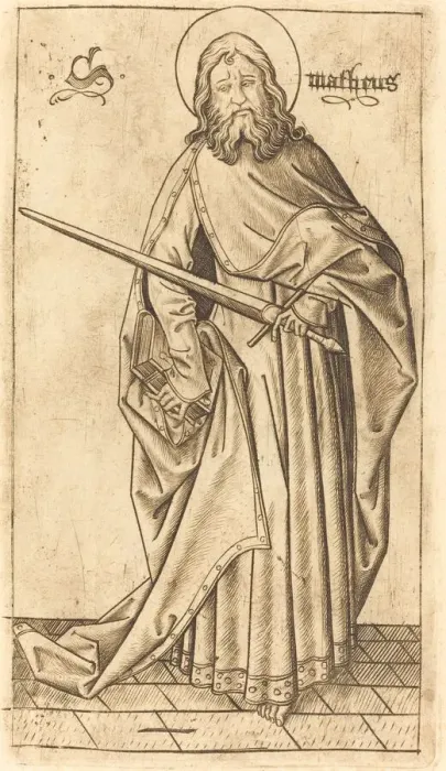 Framed Print : Saint Paul (?) or Saint Matthew (?), c. 1470 / 1480. Creator: Israhel van Meckenem Framed Print : Saint Paul (?) or Saint Matthew (?), c. 1470 / 1480. Creator: Israhel van Meckenem