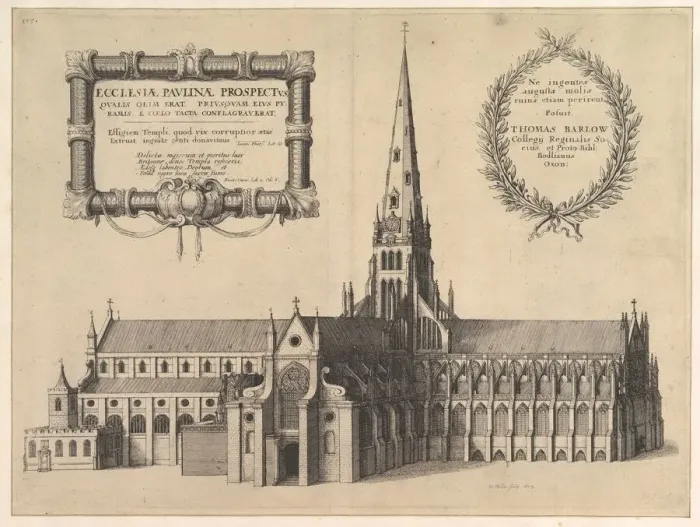 Framed Print : Saint Pauls from the South Showing the Spire (Ecclesiae Paulinae Prospectus... ), 1657 Framed Print : Saint Pauls from the South Showing the Spire (Ecclesiae Paulinae Prospectus... ), 1657