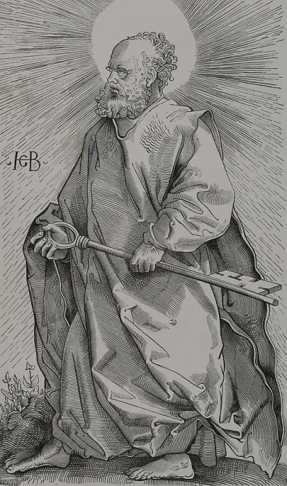 Framed Print : Saint Peter, (1st century BC - 67 AD), one of the apostles of Jesus of Nazareth, 1519 ( 1877). Creator: Unknown Framed Print : Saint Peter, (1st century BC - 67 AD), one of the apostles of Jesus of Nazareth, 1519 ( 1877). Creator: Unknown