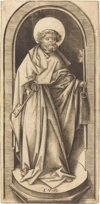 Framed Print : Saint Peter, c. 1490 / 1503. Creator: Israhel van Meckenem Framed Print : Saint Peter, c. 1490 / 1503. Creator: Israhel van Meckenem