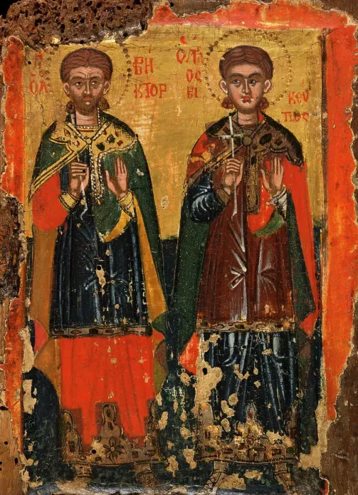 Framed Print : Saint Peter, Saint Vincent and Saint Victor, between 1500 and 1600. Creator: Greek School Framed Print : Saint Peter, Saint Vincent and Saint Victor, between 1500 and 1600. Creator: Greek School