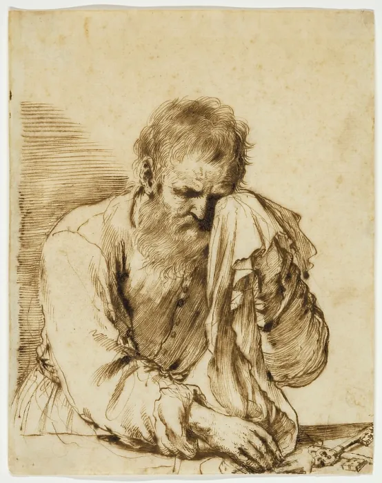 Framed Print : Saint Peter Weeping with Keys, between early and mid-17th century. Creator: Guercino Framed Print : Saint Peter Weeping with Keys, between early and mid-17th century. Creator: Guercino