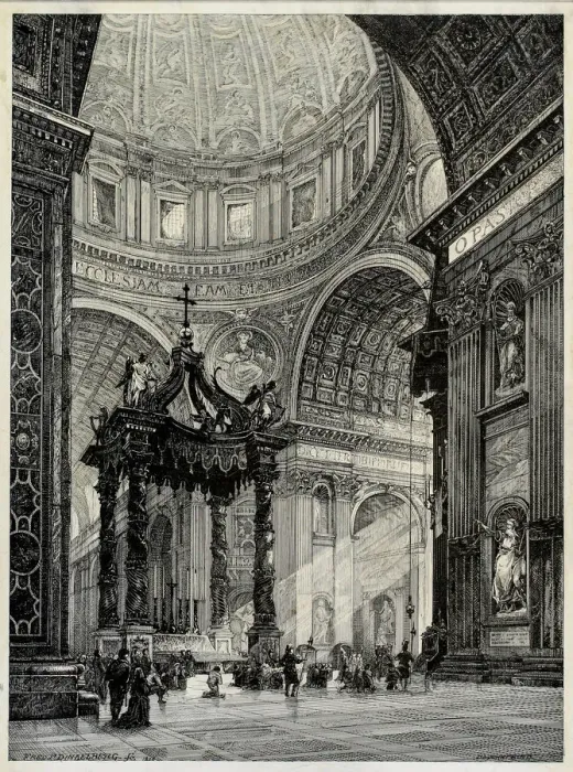 Framed Print : Saint Peters Basilica, Rome, Italy, Interior View, 1878. Creator: Frederick P Dinkelberg Framed Print : Saint Peters Basilica, Rome, Italy, Interior View, 1878. Creator: Frederick P Dinkelberg