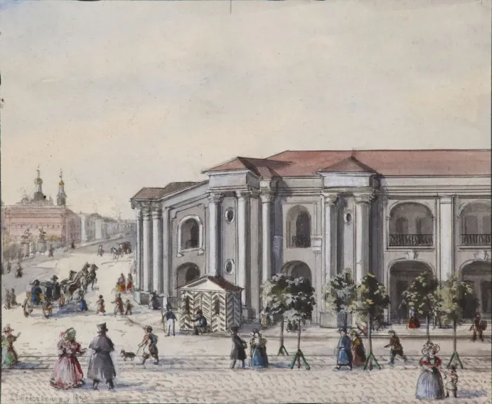 Framed Print : The Saint Petersburg Great Gostiny Dvor (Merchant Yard), 1830-1840s. Artist: Sadovnikov, Vasily Semyonovich (1800-1879) Framed Print : The Saint Petersburg Great Gostiny Dvor (Merchant Yard), 1830-1840s. Artist: Sadovnikov, Vasily Semyonovich (1800-1879)