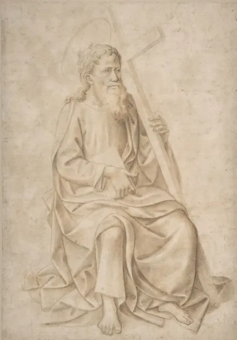 Framed Print : Saint Philip Seated, Holding a Book and a Cross, 1422-57. Creator: Pesello Peselli Framed Print : Saint Philip Seated, Holding a Book and a Cross, 1422-57. Creator: Pesello Peselli