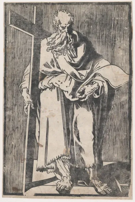 Framed Print : Saint Philip standing holding a book and a cross, ca. 1590-1600 Framed Print : Saint Philip standing holding a book and a cross, ca. 1590-1600