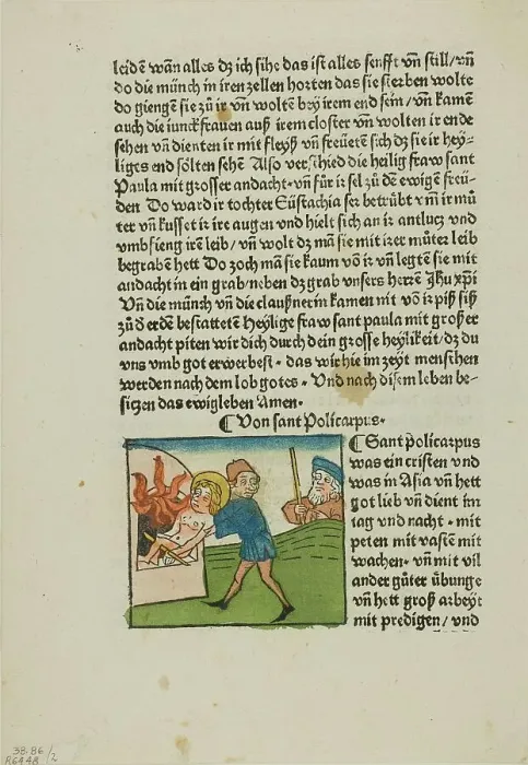 Framed Print : Saint Policarpus from Lives of the Heiligenleben, Sommerteil (Saints, Summertime)... 1929. Creators: Unknown, Johannes Baemler, Jacobus de Voragine, Wilhelm Ludwig Schreiber Framed Print : Saint Policarpus from Lives of the Heiligenleben, Sommerteil (Saints, Summertime)... 1929. Creators: Unknown, Johannes Baemler, Jacobus de Voragine, Wilhelm Ludwig Schreiber