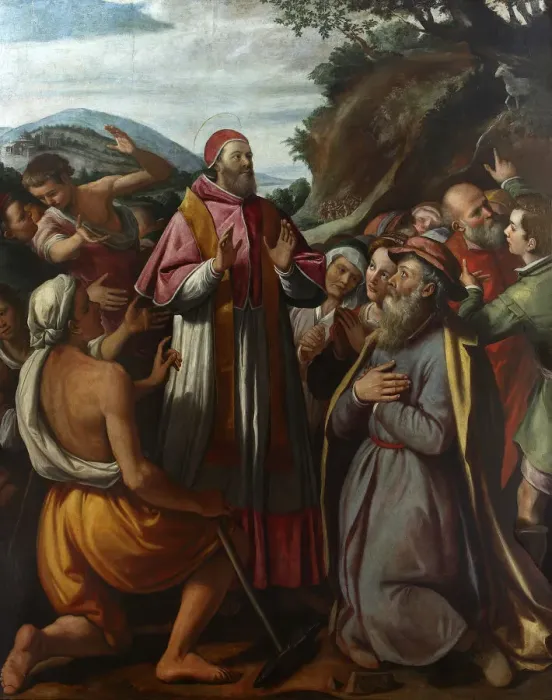 Framed Print : Saint Pope Clement I, surrounded by believers, 1592. Creator: Santi di Tito (1536-1603) Framed Print : Saint Pope Clement I, surrounded by believers, 1592. Creator: Santi di Tito (1536-1603)