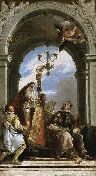 Saint Proculus of Verona visits the Saints Firmus and Rusticus, 1740-1745. Creator: Tiepolo, Giambattista (1696-1770)