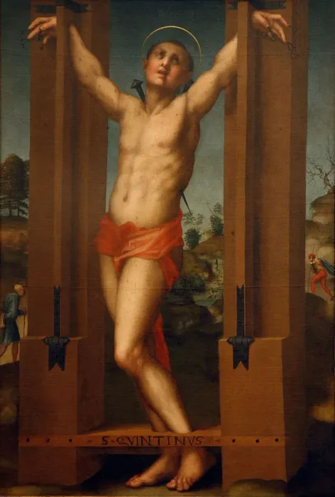 Framed Print : Saint Quentin, 1517. Artist: Pontormo (1494-1557) Framed Print : Saint Quentin, 1517. Artist: Pontormo (1494-1557)