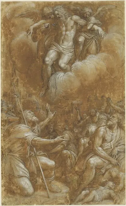 Framed Print : Saint Roch Interceding on Behalf of Plague Victims, 1567 / 1573. Creator: Lattanzio Gambara Framed Print : Saint Roch Interceding on Behalf of Plague Victims, 1567 / 1573. Creator: Lattanzio Gambara
