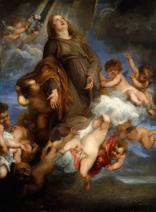Framed Print : Saint Rosalie Interceding for the Plague-stricken of Palermo, 1624. Creator: Anthony van Dyck Framed Print : Saint Rosalie Interceding for the Plague-stricken of Palermo, 1624. Creator: Anthony van Dyck