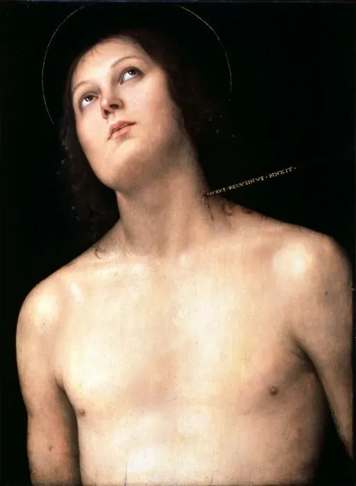 Framed Print : Saint Sebastian, between 1493 and 1494. Artist: Perugino Framed Print : Saint Sebastian, between 1493 and 1494. Artist: Perugino