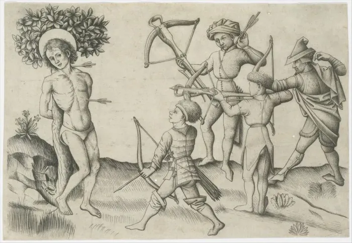Framed Print : Saint Sebastian, 15th century. Creator: Master of the Playing Cards Framed Print : Saint Sebastian, 15th century. Creator: Master of the Playing Cards
