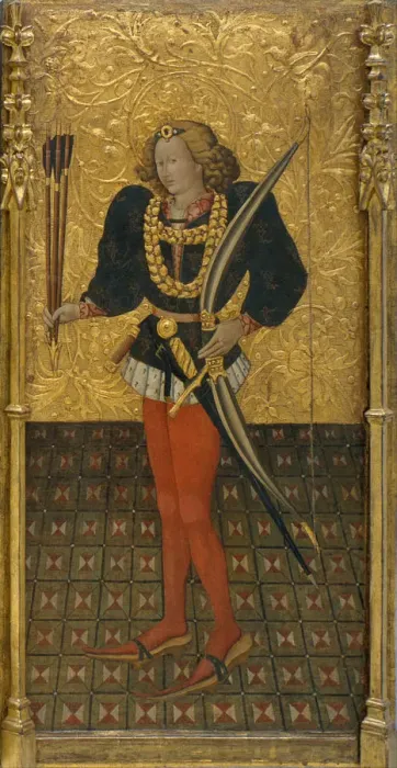 Framed Print : Saint Sebastian. Artist: Ferrer, Jaume (active 1430-1461) Framed Print : Saint Sebastian. Artist: Ferrer, Jaume (active 1430-1461)