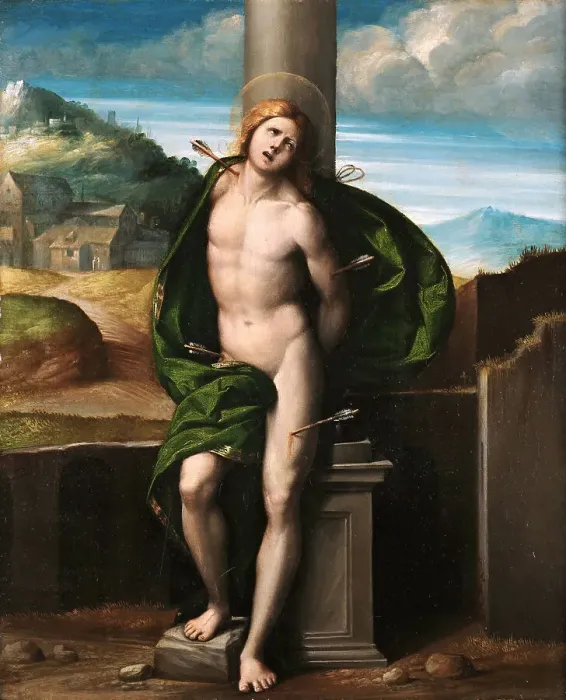 Framed Print : Saint Sebastian, ca 1521-1525. Creator: Garofalo, Benvenuto Tisi da (1481-1559) Framed Print : Saint Sebastian, ca 1521-1525. Creator: Garofalo, Benvenuto Tisi da (1481-1559)