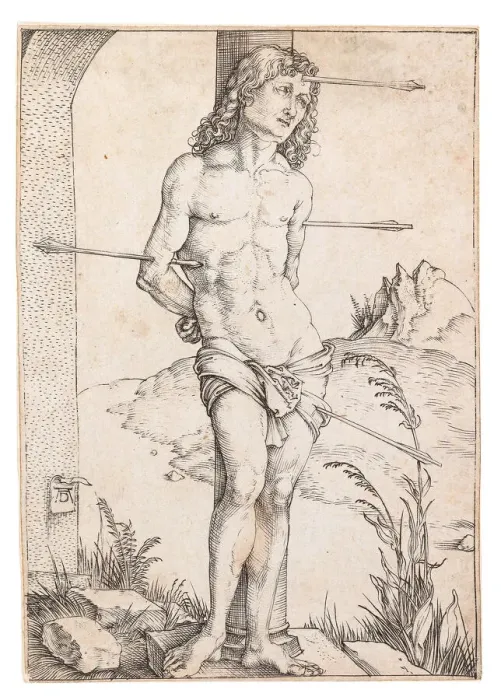 Framed Print : Saint Sebastian at the Column, c. 1500. Creator: Dürer, Albrecht (1471-1528) Framed Print : Saint Sebastian at the Column, c. 1500. Creator: Dürer, Albrecht (1471-1528)