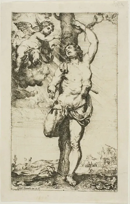Framed Print : Saint Sebastian Crowned by an Angel, n.d. Creator: Willem Panneels Framed Print : Saint Sebastian Crowned by an Angel, n.d. Creator: Willem Panneels