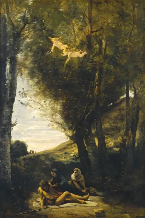 Framed Print : Saint Sebastian Succored by the Holy Women, 1874. Creator: Jean-Baptiste-Camille Corot Framed Print : Saint Sebastian Succored by the Holy Women, 1874. Creator: Jean-Baptiste-Camille Corot
