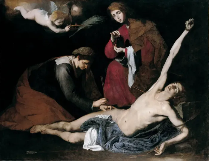 Framed Print : Saint Sebastian Tended by the Holy Women, c. 1621. Artist: Ribera, Jose, de (1591-1652) Framed Print : Saint Sebastian Tended by the Holy Women, c. 1621. Artist: Ribera, Jose, de (1591-1652)