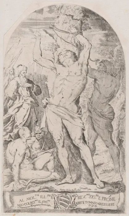 Framed Print : Saint Sebastian being tied to a tree, 1625-50. Creator: Girolamo Pedrignani Framed Print : Saint Sebastian being tied to a tree, 1625-50. Creator: Girolamo Pedrignani