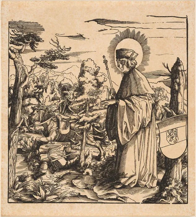 Framed Print : Saint Sigebert of Austrasia. Creator: Burgkmair; Hans; the Elder (1473-1531) Framed Print : Saint Sigebert of Austrasia. Creator: Burgkmair; Hans; the Elder (1473-1531)