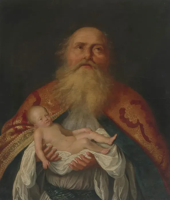 Framed Print : Saint Simon with the Christ Child, 1629. Creator: Nieulandt, Adriaen I van (1587-1658) Framed Print : Saint Simon with the Christ Child, 1629. Creator: Nieulandt, Adriaen I van (1587-1658)