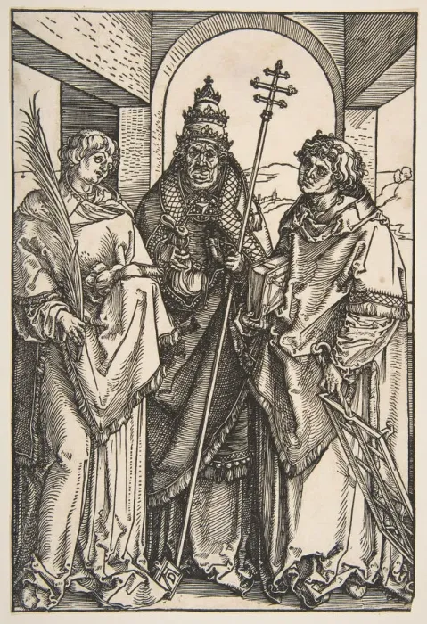 Framed Print : Saint Stephen, Saint Sixtus and Saint Lawrence. n. d. Creator: Albrecht Durer Framed Print : Saint Stephen, Saint Sixtus and Saint Lawrence. n. d. Creator: Albrecht Durer
