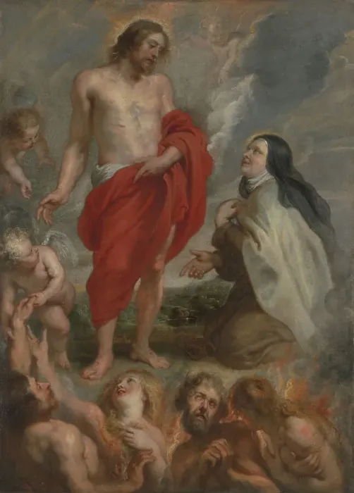 Framed Print : Saint Teresa of Avila Interceding for Bernardino de Mendoza in Purgatory, 1630-1635. Creator: Peter Paul Rubens Framed Print : Saint Teresa of Avila Interceding for Bernardino de Mendoza in Purgatory, 1630-1635. Creator: Peter Paul Rubens