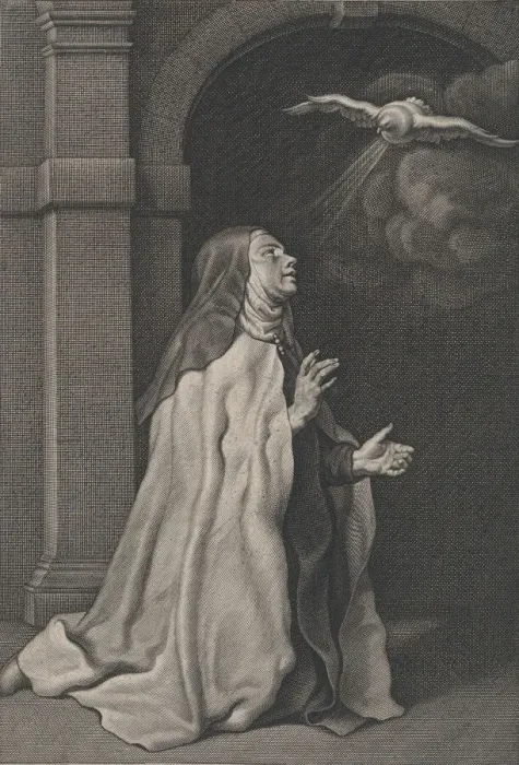 Framed Print : Saint Teresa of Avilas Vision of the Dove, ca. 1650. Creator: Pierre Louis van Schuppen Framed Print : Saint Teresa of Avilas Vision of the Dove, ca. 1650. Creator: Pierre Louis van Schuppen